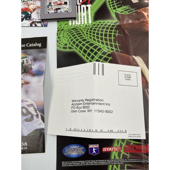 NFL Quarterback Club 96 (Game Boy, 1995) W/ Manual, Poster, & Registration Card - Picture 8 of 12